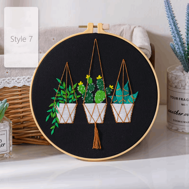 minimalist plant embroidery design for nature-themed gifts