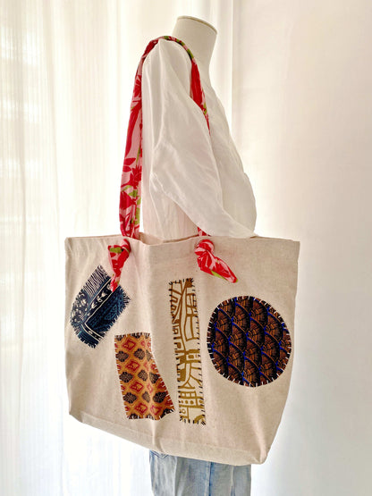 Handcrafted patchwork canvas bag for women who love bespoke accessories