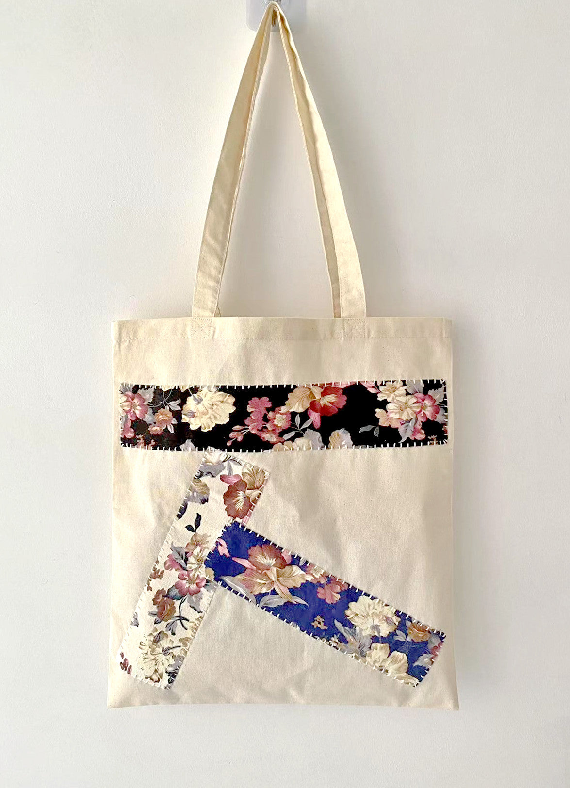 Handmade Patchwork Cotton Canvas Shopping Bag for Sustainable Living