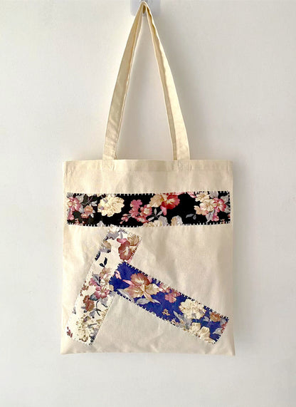 Large Capacity DIY Handmade Canvas Tote Bag for Shopping and Strolling