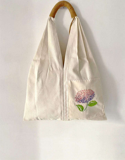 Unique Handmade Floral Embroidered Canvas Bag for Nature Enthusiasts