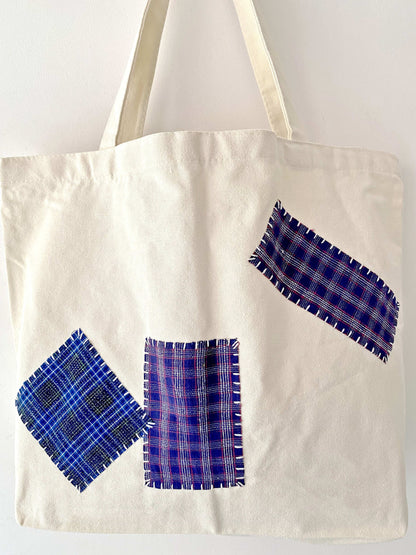 Patchwork Quilted Tote Bag with Hand-Sewn Details
