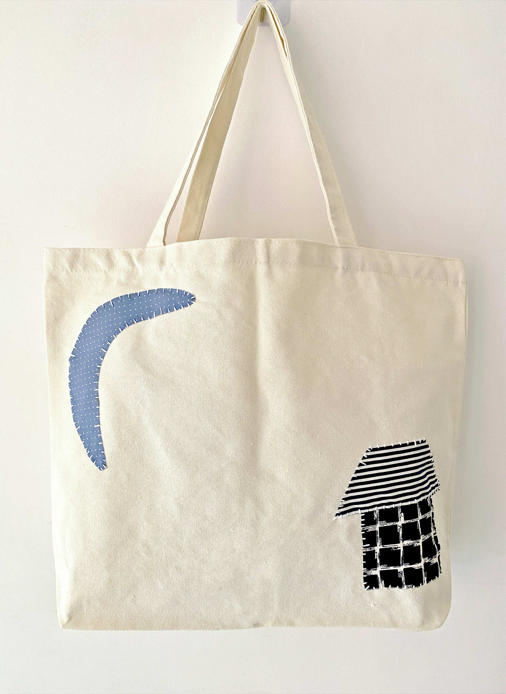 Sustainable Handmade Tote Bag with Unique Patchwork Stitching