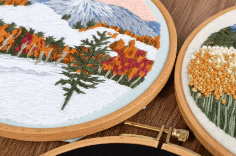 embroidered botanical patch for Easter or Thanksgiving DIY crafts