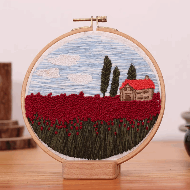 handmade floral embroidery art for wall decor or birthday gift
