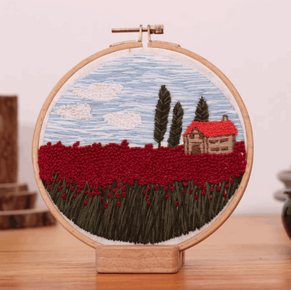 handmade floral embroidery art for wall decor or birthday gift
