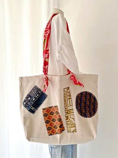 Unique quilted cotton tote bag perfect for travel, shopping, and daily wear