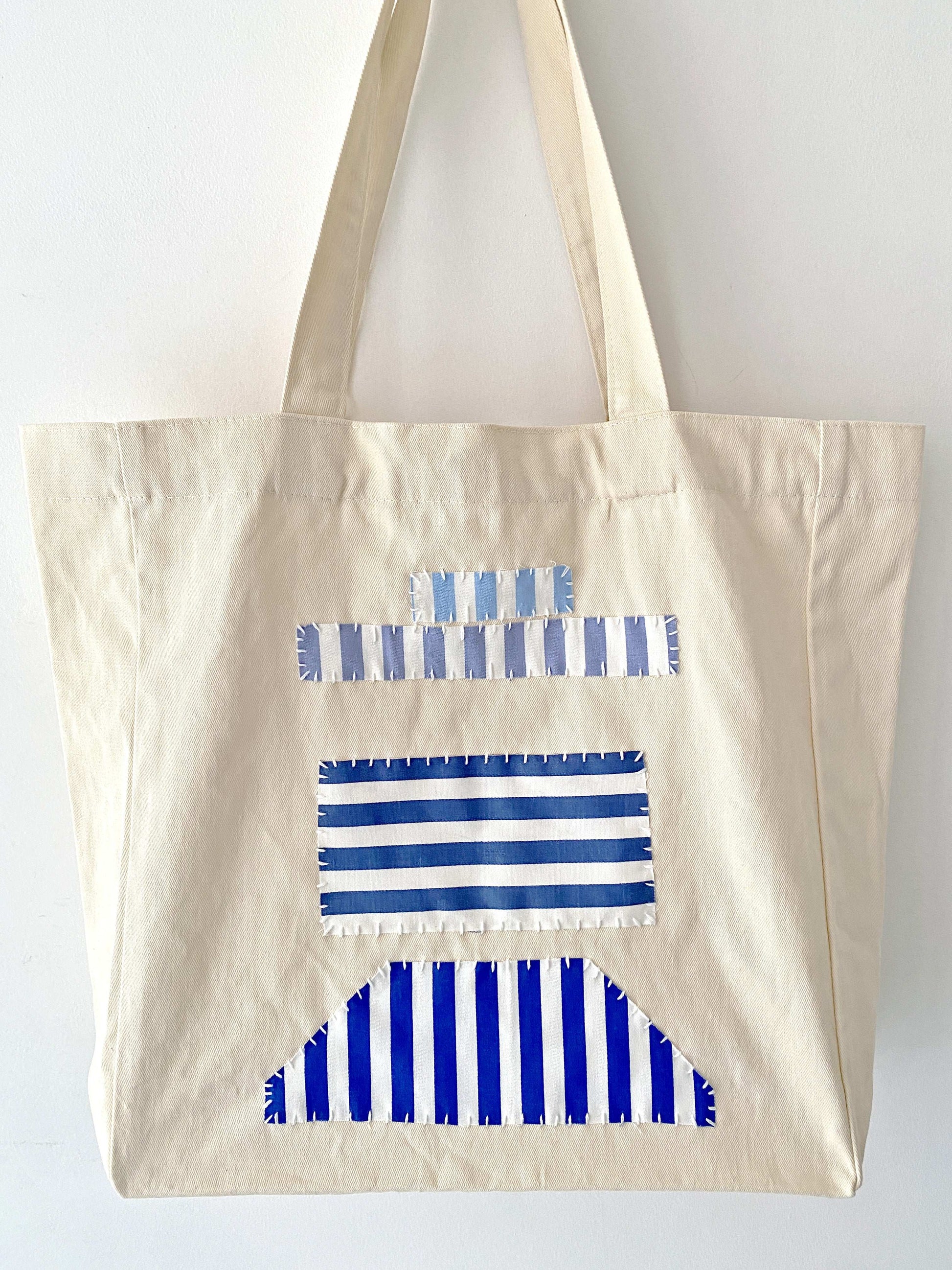 Eco-Friendly Hand-Sewn Patchwork Cotton Tote Bag for Sustainable Lifestyle