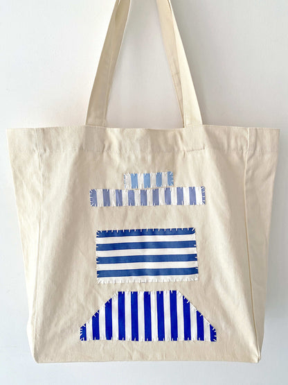 Eco-Friendly Hand-Sewn Patchwork Cotton Tote Bag for Sustainable Lifestyle