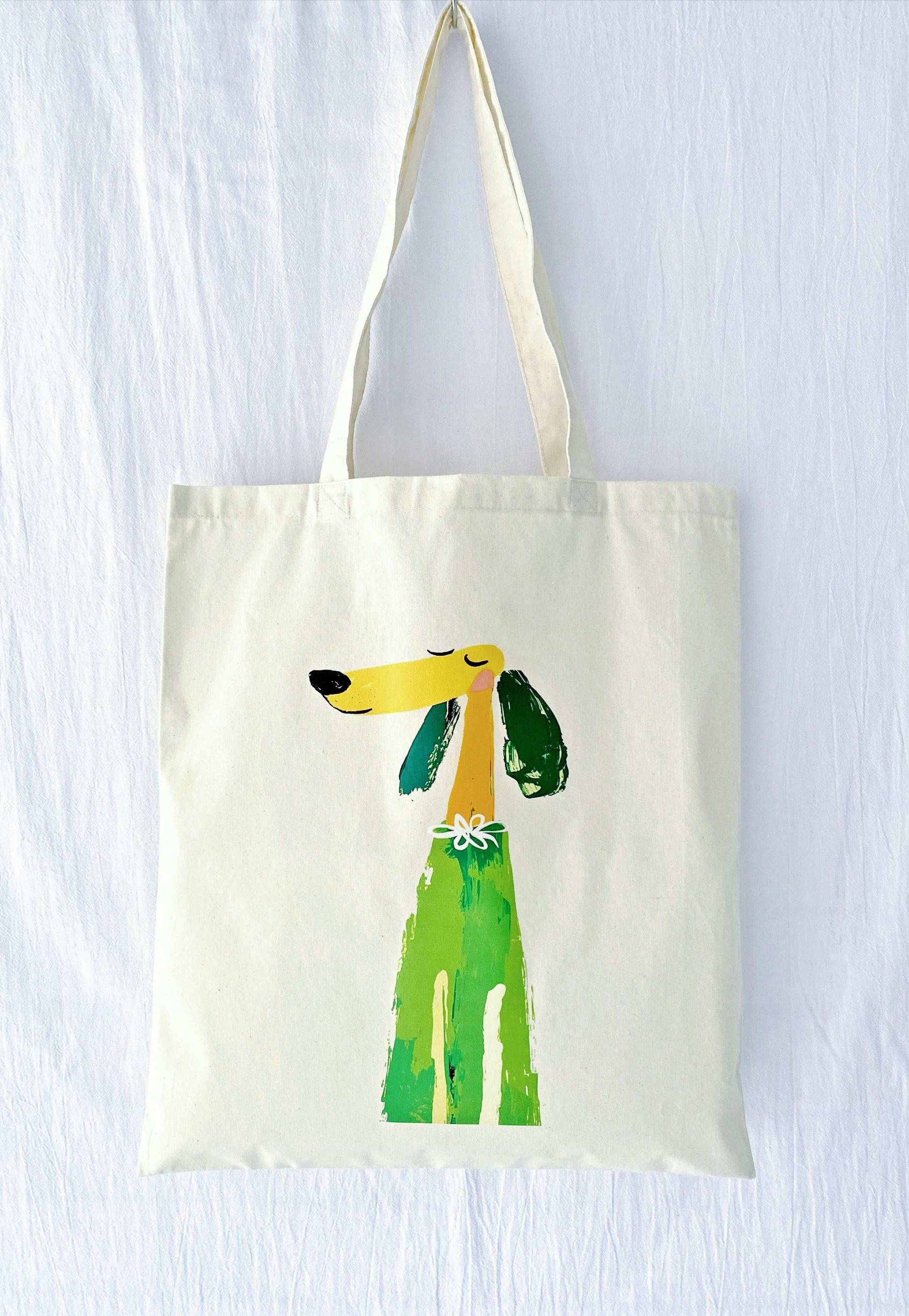 Hand-printed cotton shoulder bag inspired by art and slow fashion.