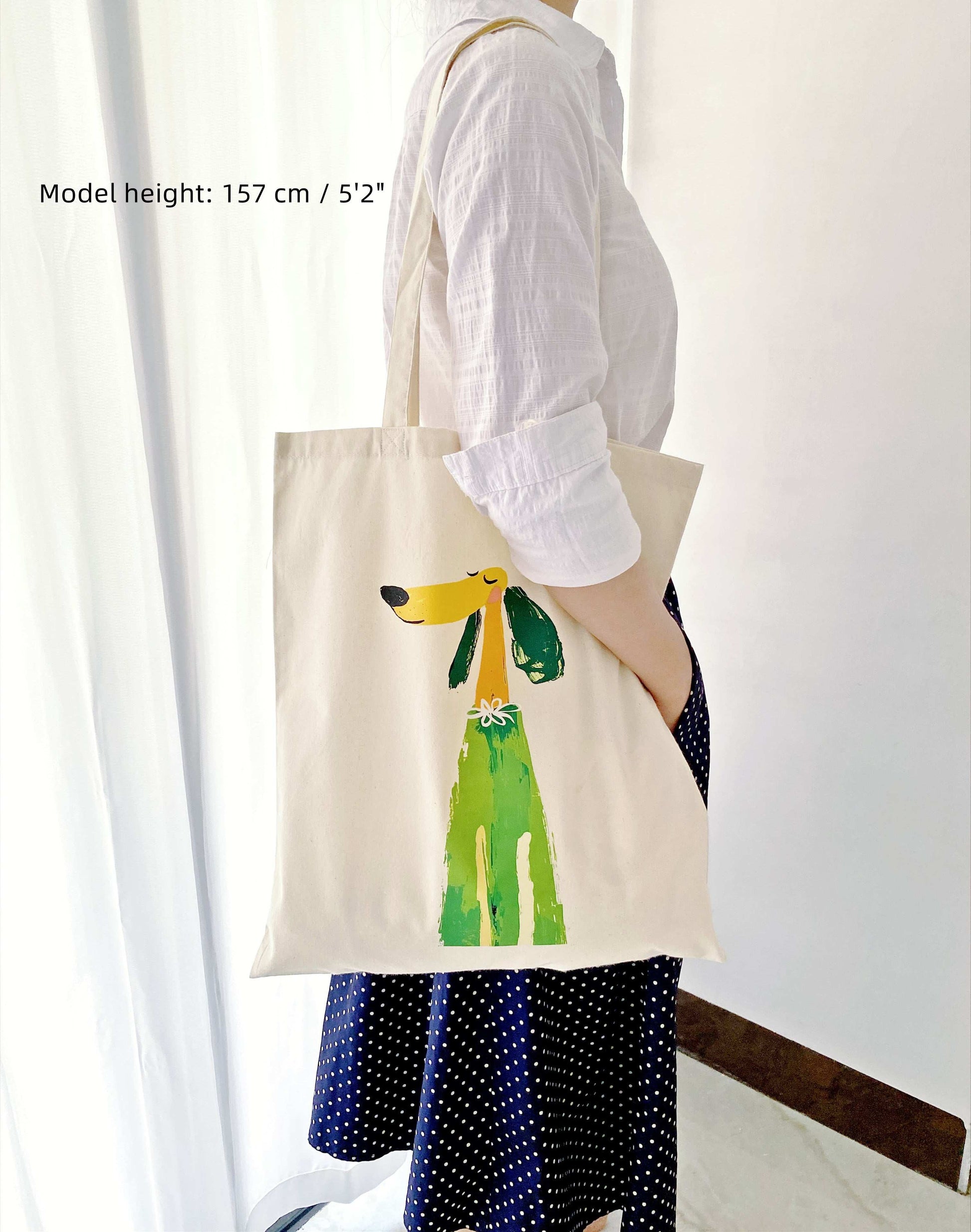soft cotton handbag with creative dog design