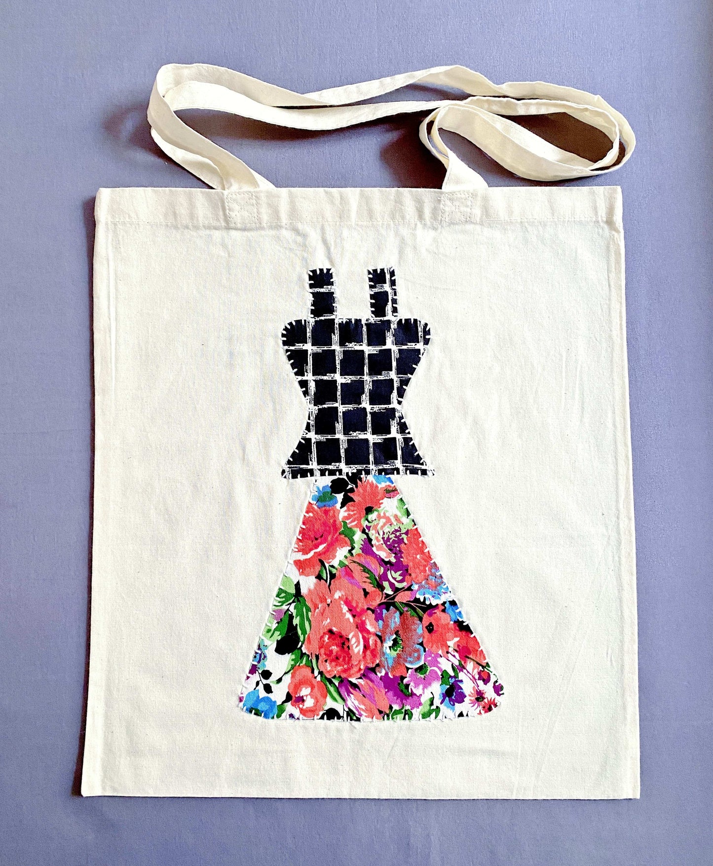 Subtle patchwork cotton tote that adds a touch of artisan charm to any outfit