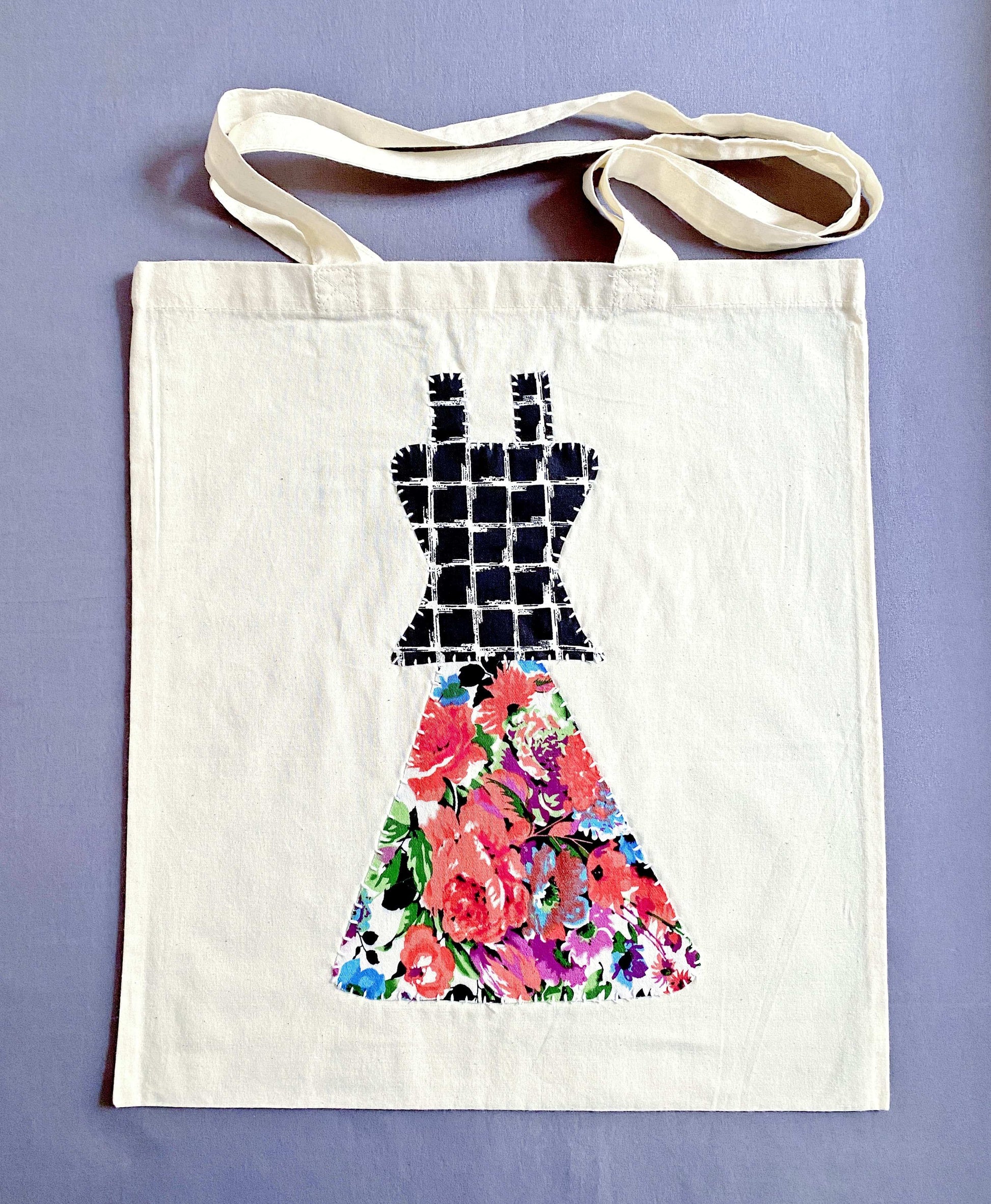 Subtle patchwork cotton tote that adds a touch of artisan charm to any outfit