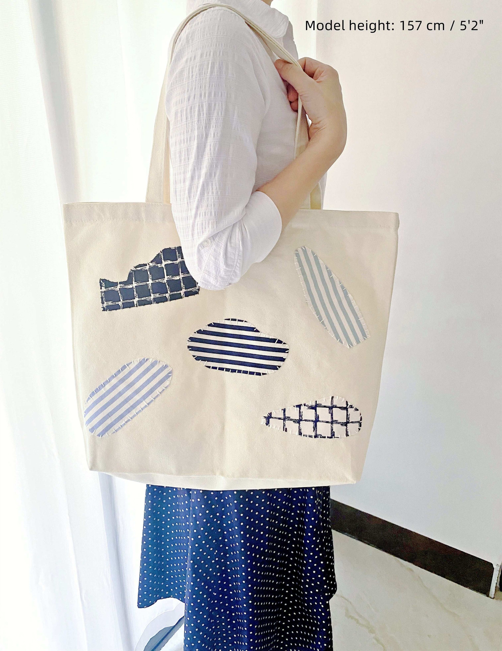 Eco-friendly cotton tote with artisanal patchwork design for women