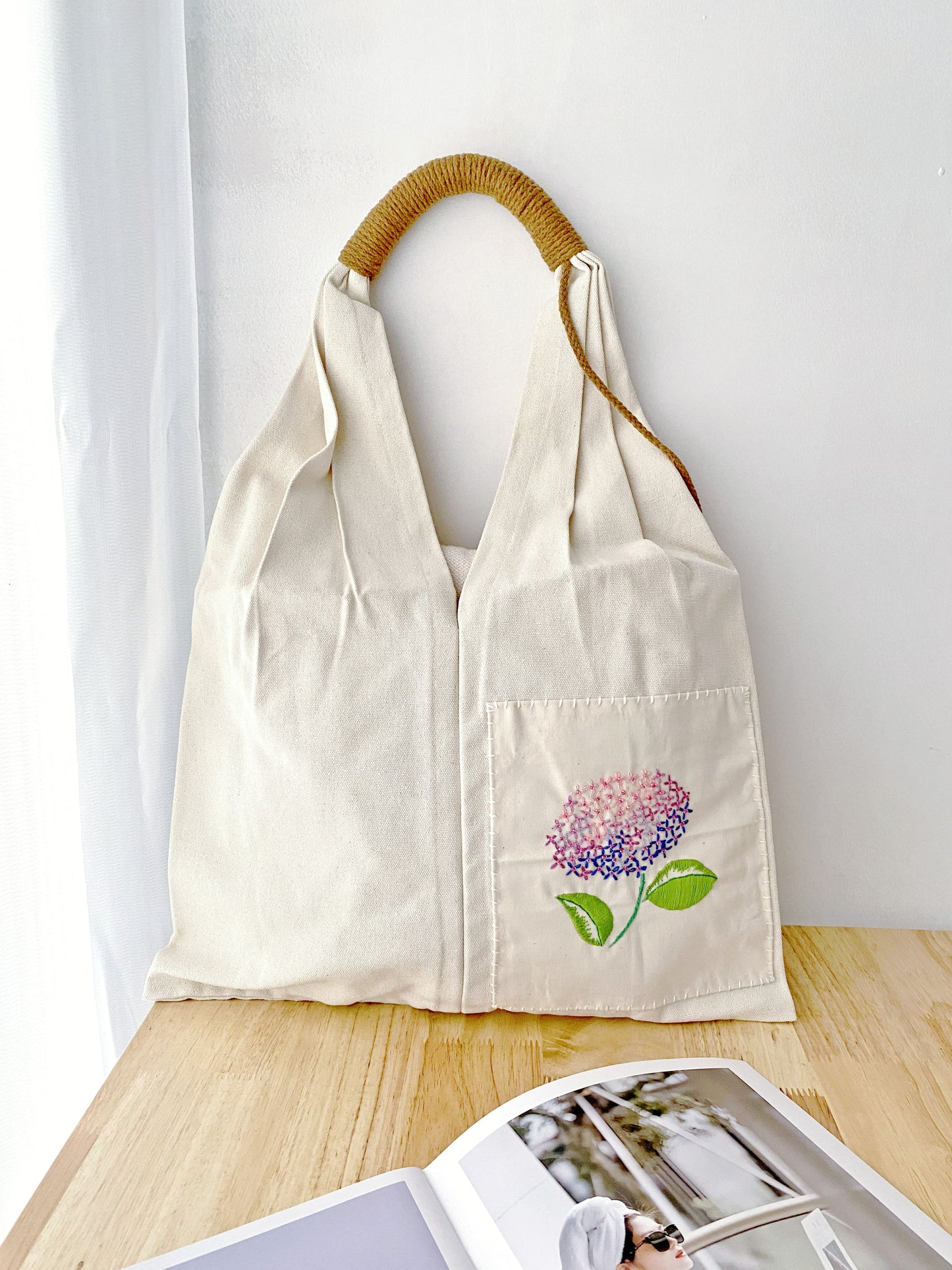 floral embroidery canvas bag for minimalist slow fashion lifestyle