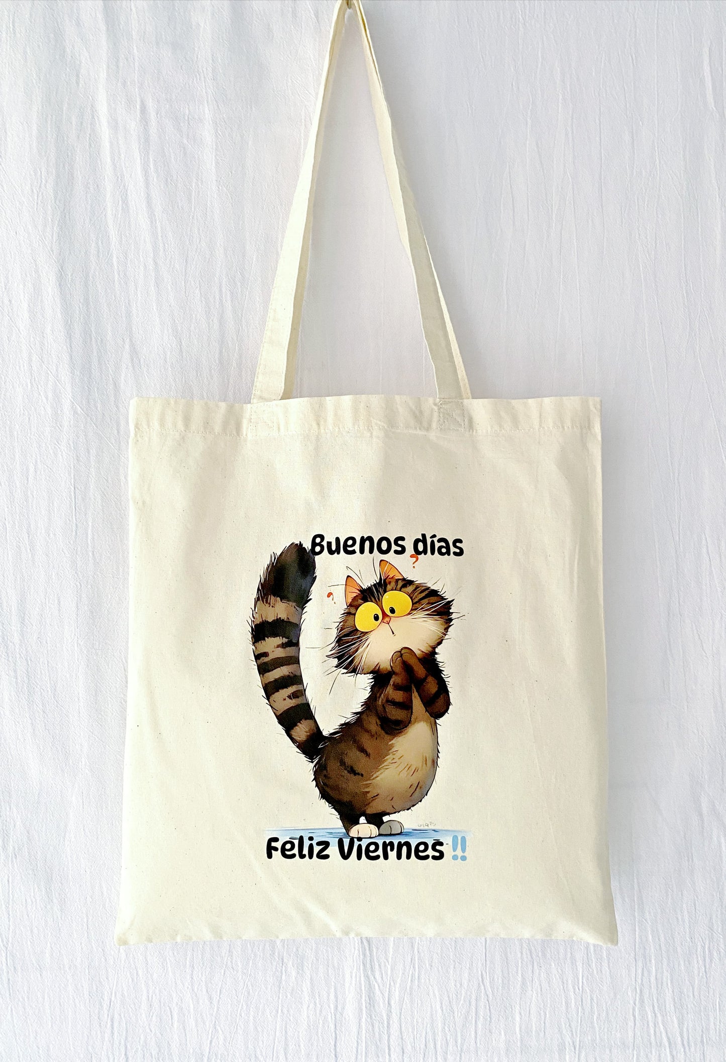 durable sustainable cotton tote with unique cat design