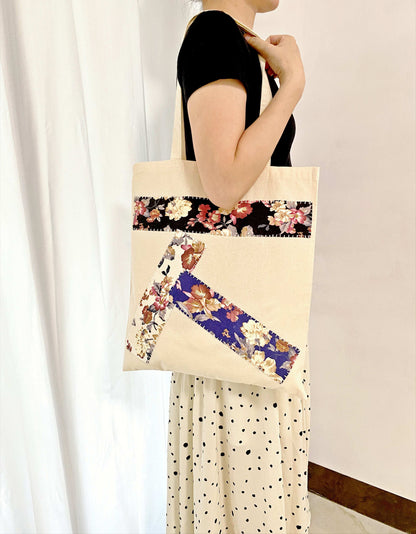 Neutral tone tote with artisanal details