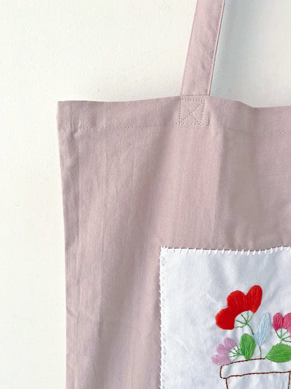 handmade style embroidered tote for gifting occasions