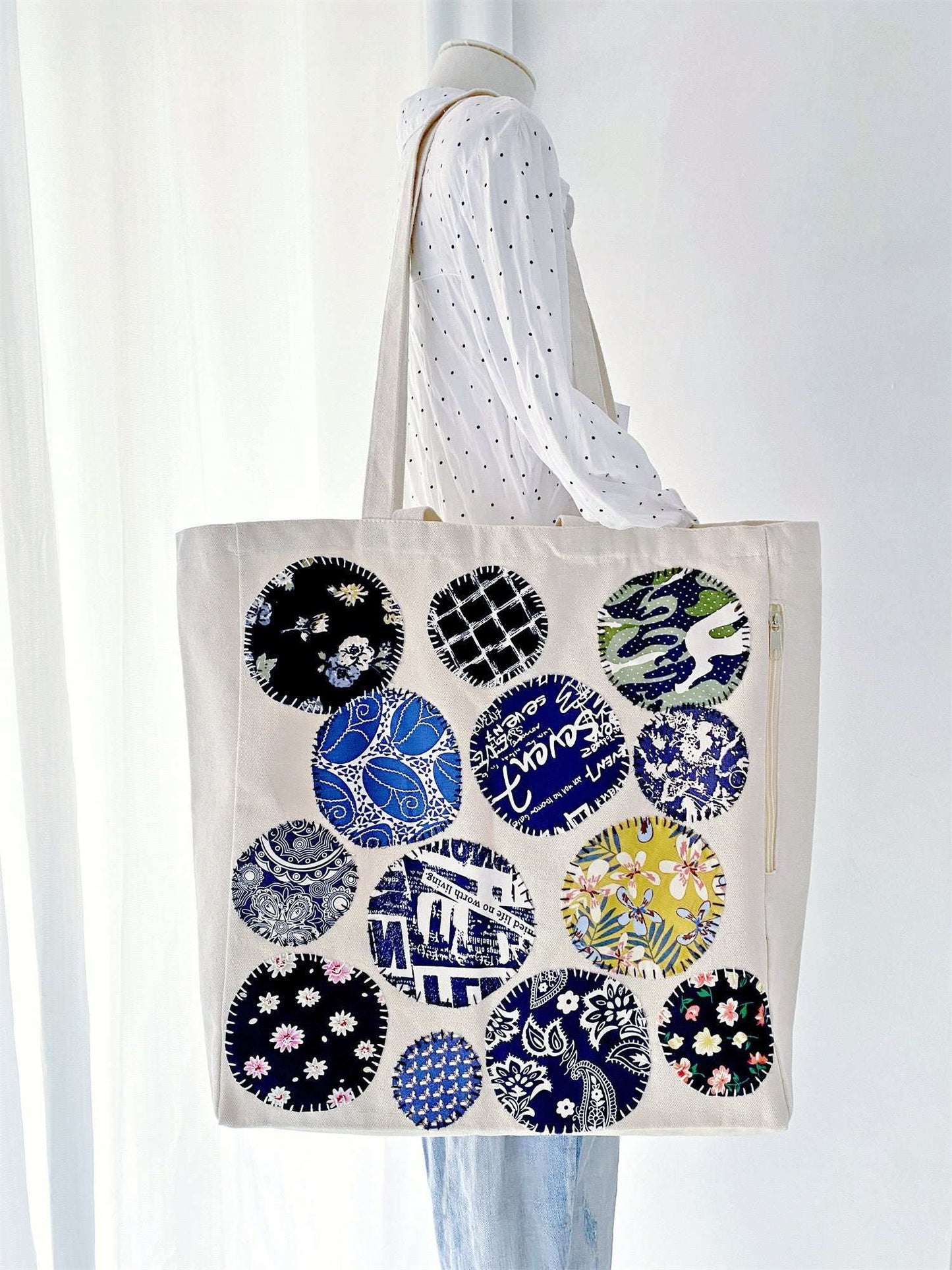 Handcrafted-look patchwork tote for gifting sustainable fashion lovers