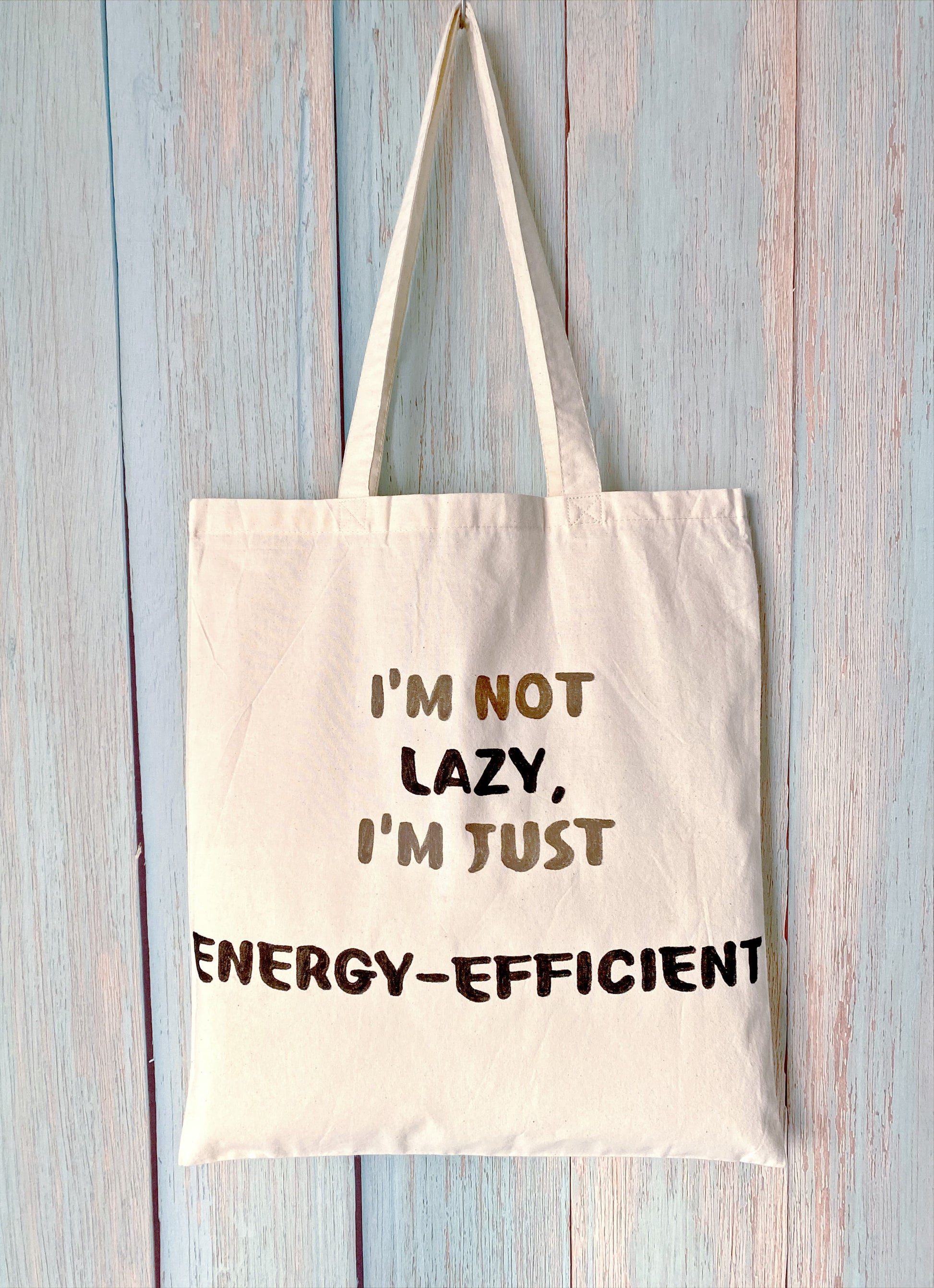 slow living minimalist tote with quote design