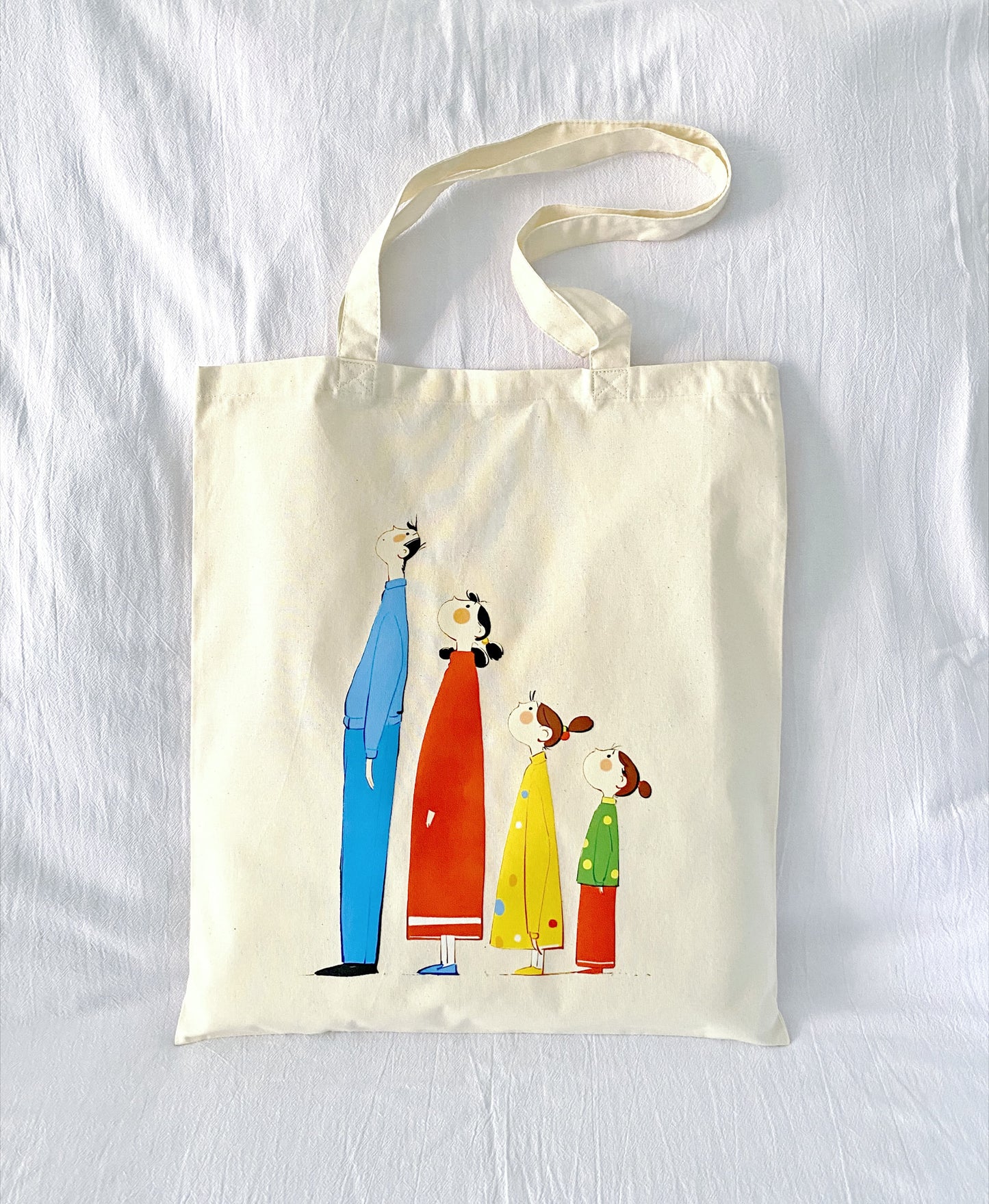 soft foldable tote with family artwork