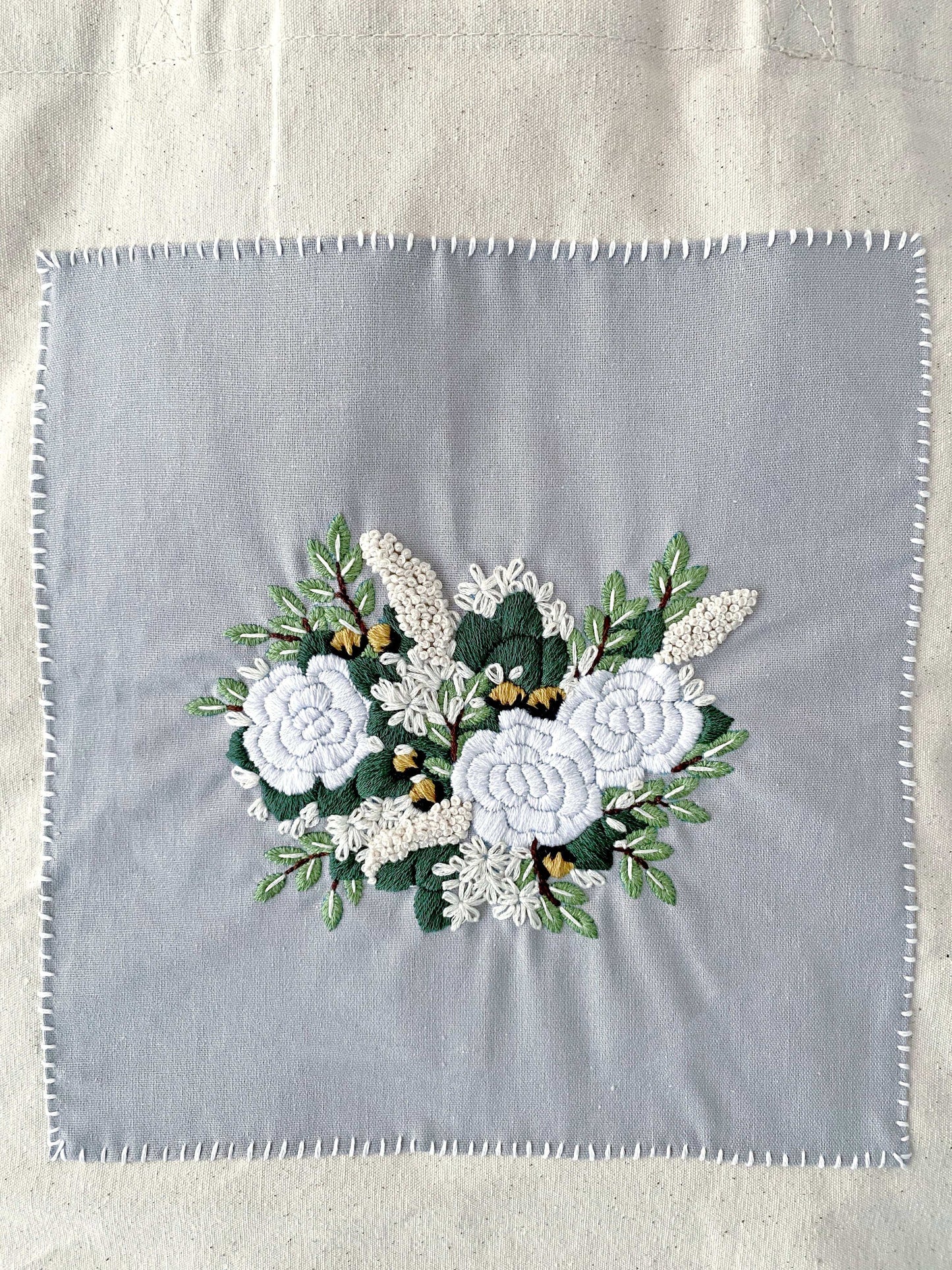 Unique embroidered canvas bag perfect for Valentine’s or Mother’s Day