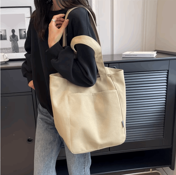 Sturdy and Reusable Canvas Tote Bag for Shopping, Travel, and Daily Commutes