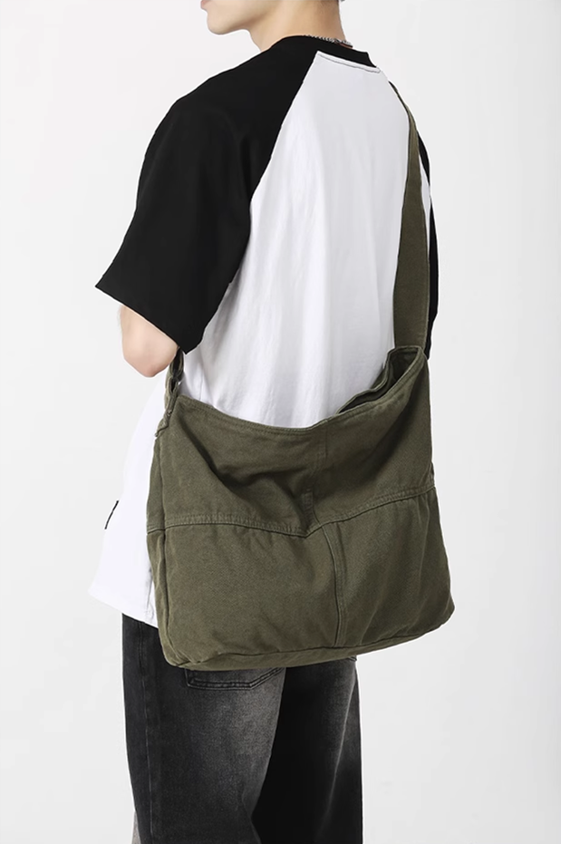 Gender Neutral Canvas Crossbody Bag For Shopping With DIY Embroidery Potential