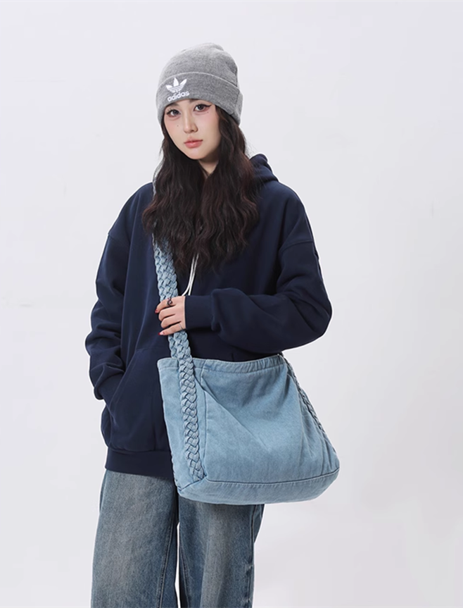 Versatile Denim Sling Bag Ideal For Travel, Shopping, And Crafting Activities