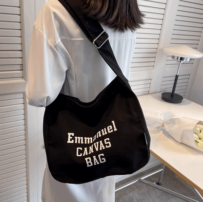 Customizable Canvas Shoulder Bag for DIY Embroidery Projects