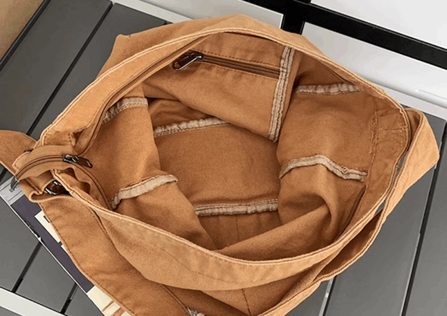 Handmade Large Capacity Canvas Shoulder Bag for Everyday Shopping and Outings