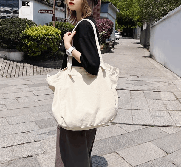 Fashionable Canvas Tote Bag with Embroidery Design for Shopping and Travel