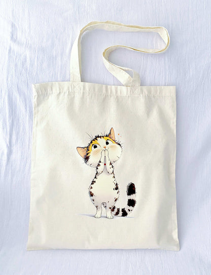 eco-friendly bag with playful feline design for cat enthusiasts