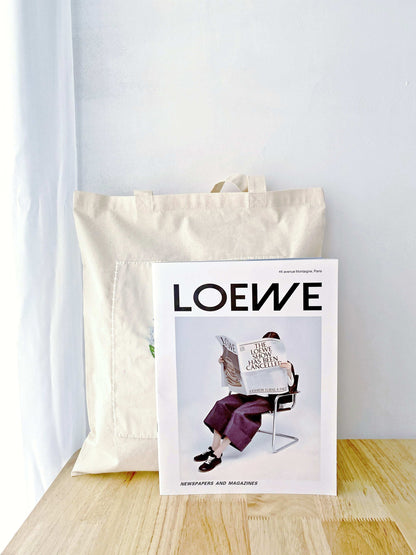 stylish casual cotton tote with hand embroidered nature patterns