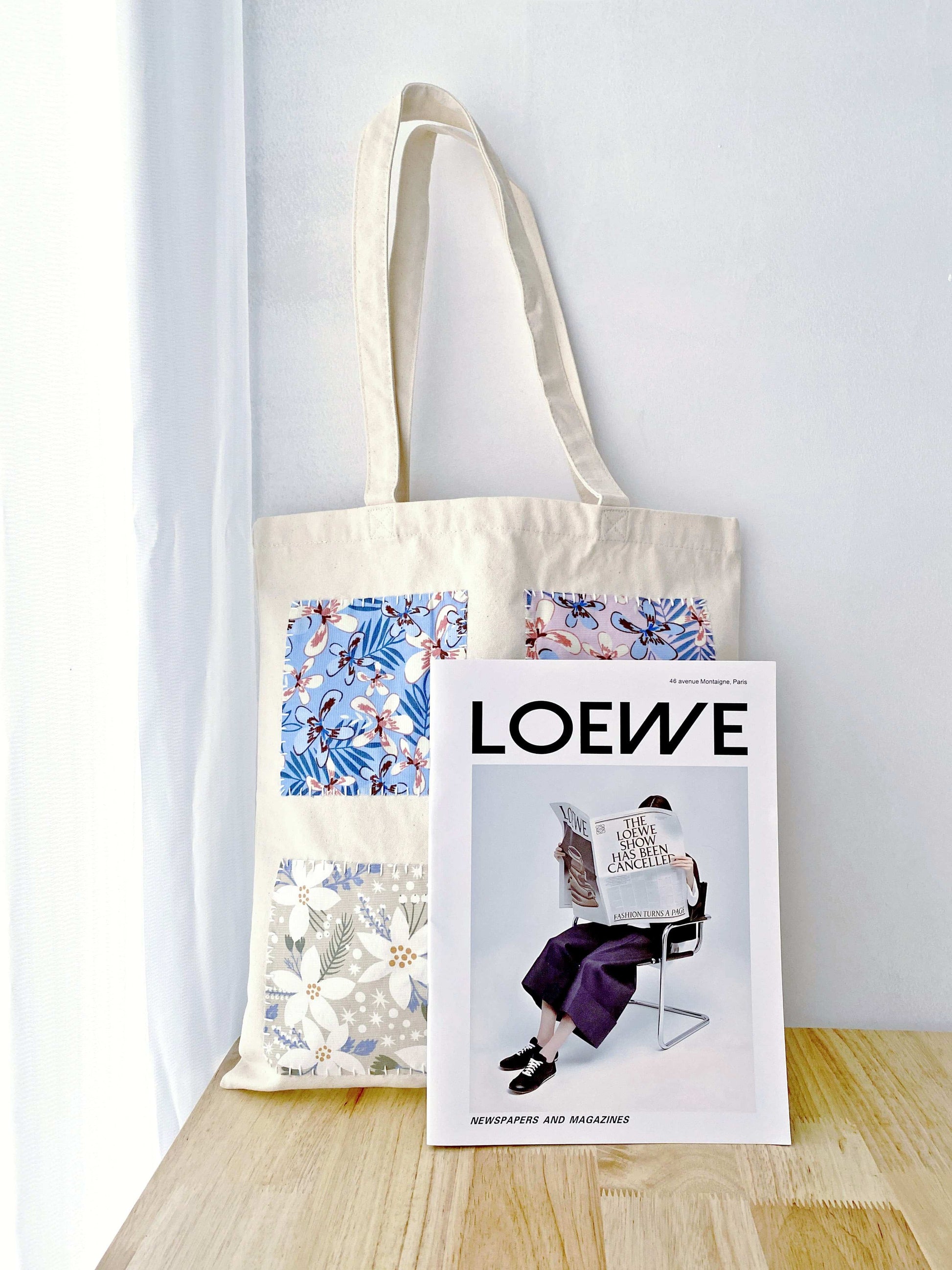 large eco cotton canvas bag for coastal trips or nature picnics