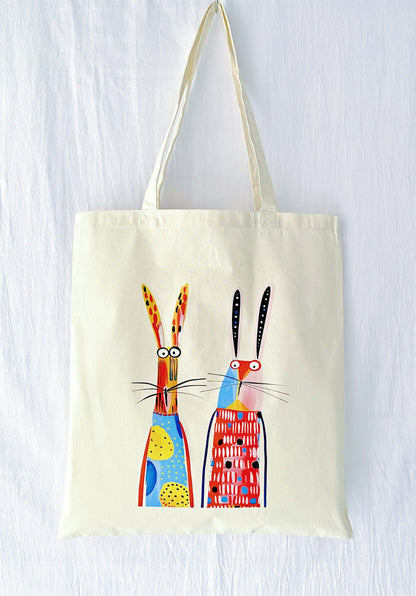 lightweight soft cotton shoulder bag with cute rabbit design