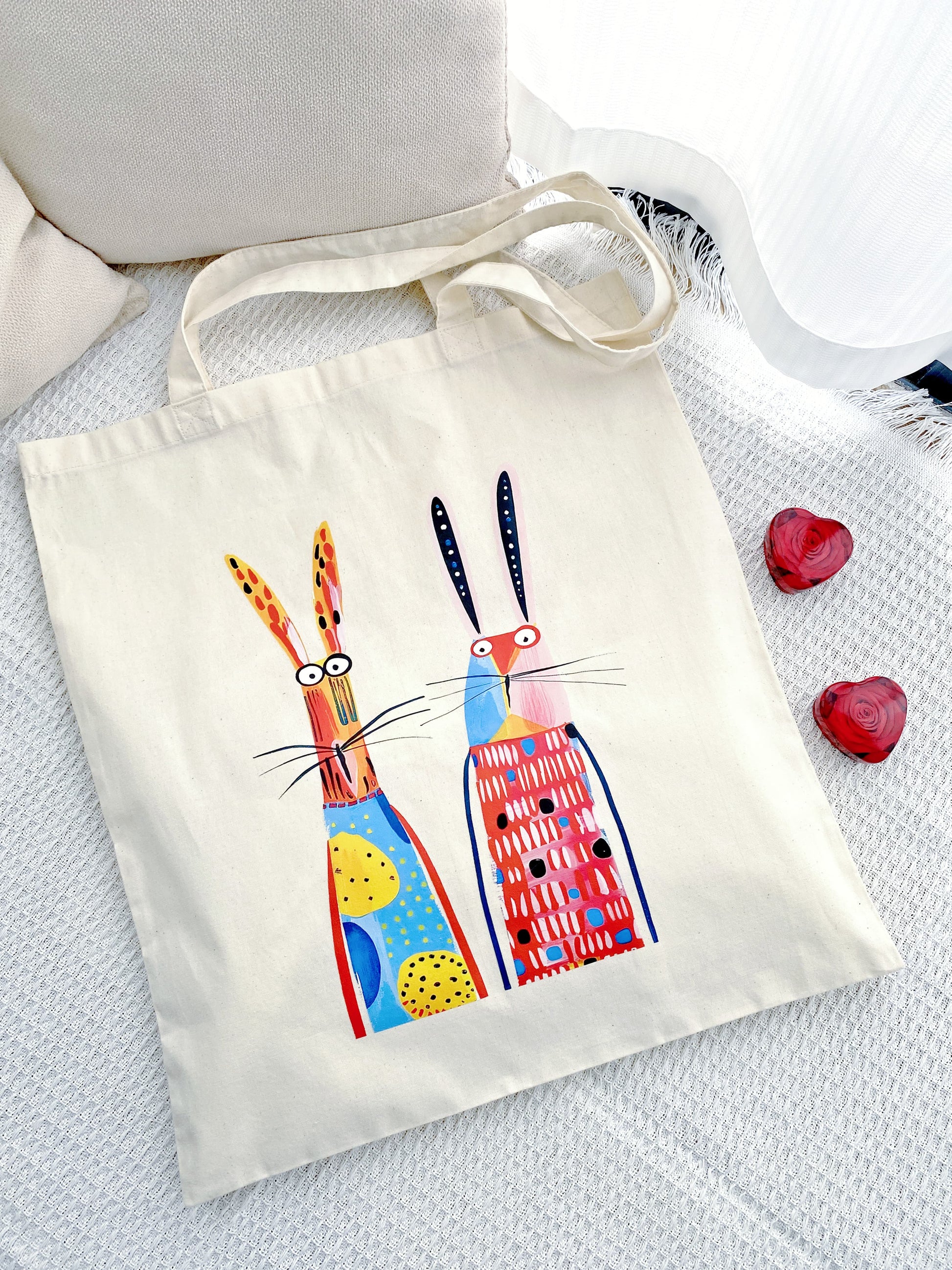 stylish bunny print tote for slow living and unique gift ideas
