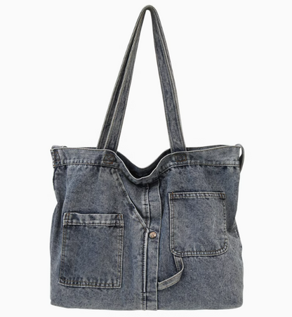 Large Capacity Denim Crossbody Bag for DIY Patchwork and Embroidery Projects