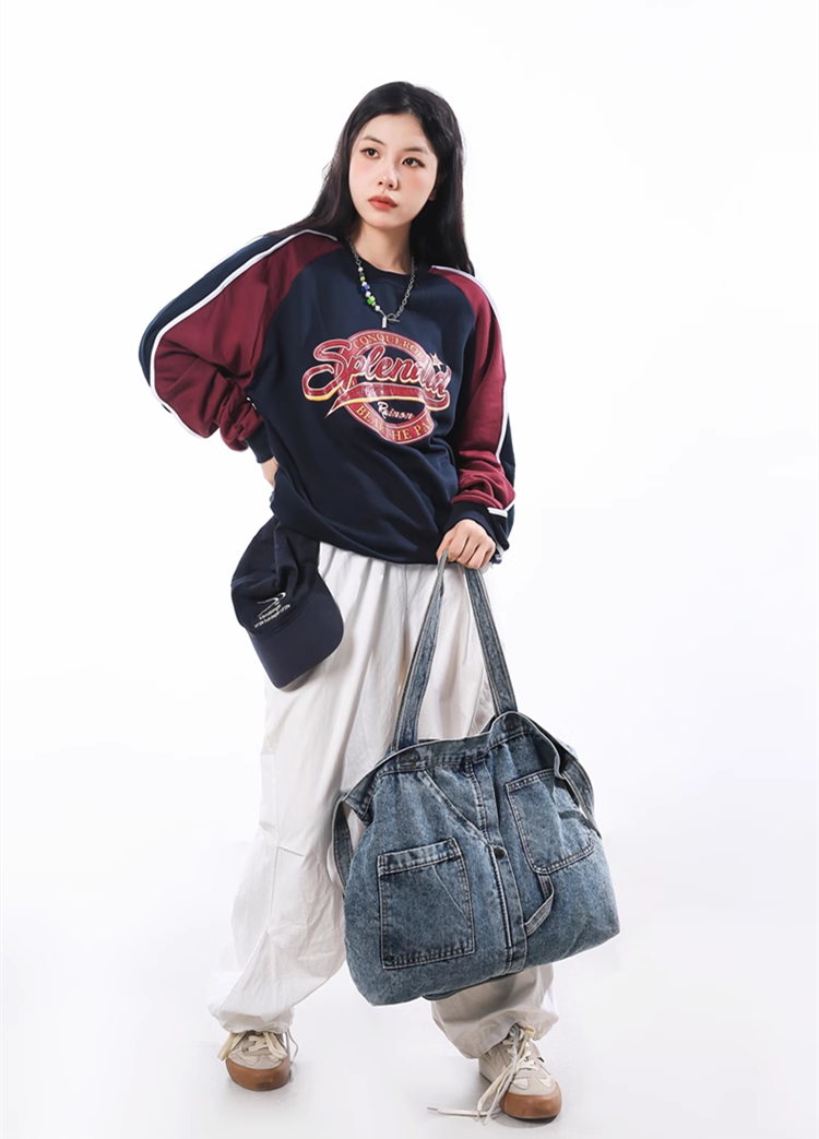 Casual Unisex Denim Crossbody Tote for Travel, Shopping, and Everyday Use