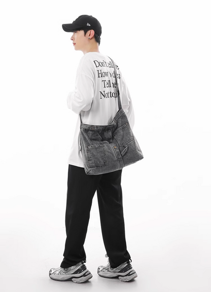 Multipurpose Denim Tote Bag for Patchwork, Embroidery, and Daily Activities