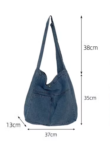 Large Denim Crossbody Bag for Crafting Projects