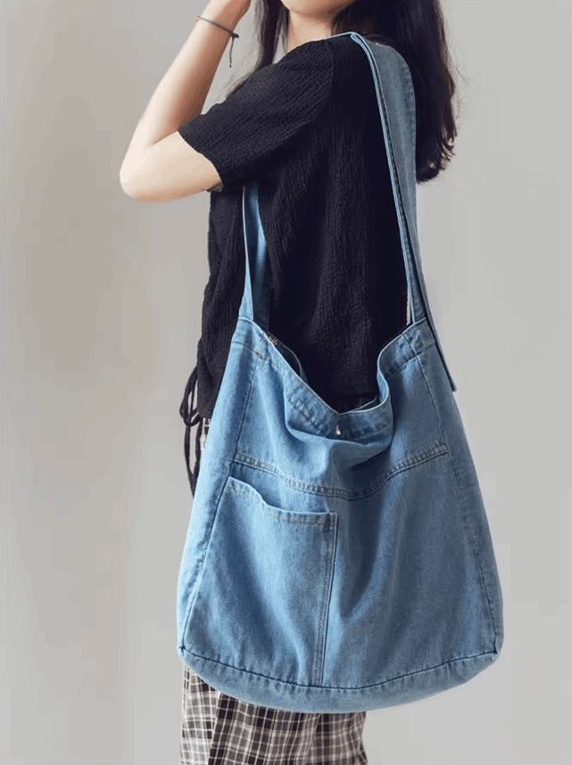 Personalized Eco-friendly Denim Shoulder Bag for Women’s Daily Use