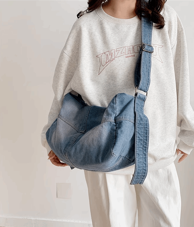 Eco-friendly DIY Patchwork Denim Bag for Sewing and Daily Use