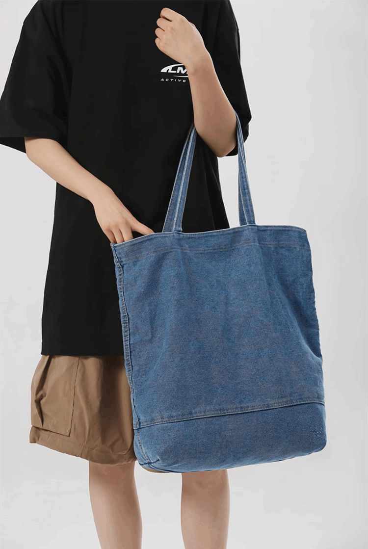 Spacious Denim Tote Bag for Embroidery and Quilting Enthusiasts