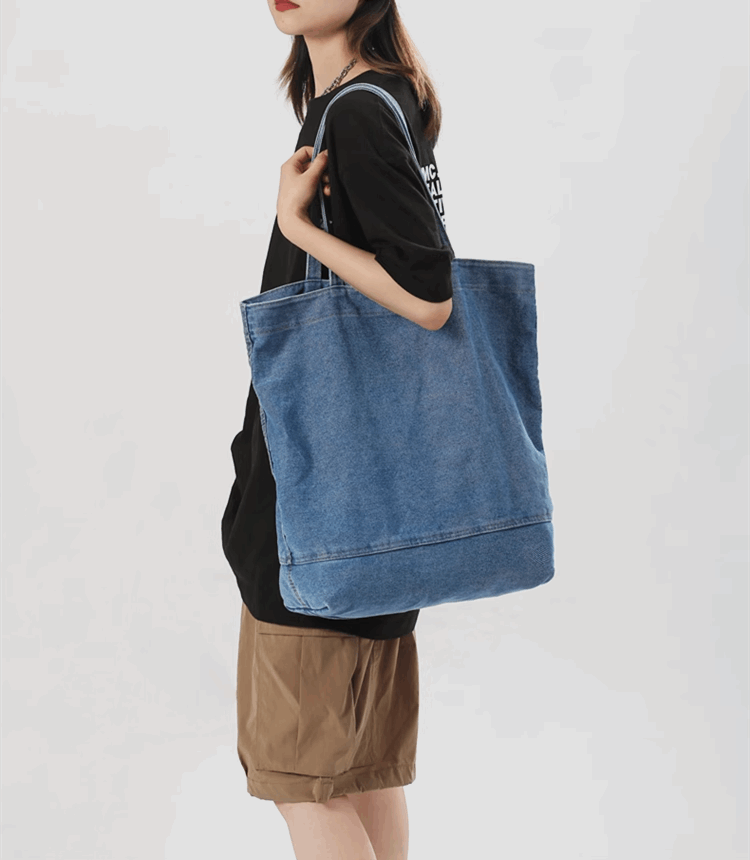 Durable Denim Tote Bag for Crafting and Daily Shopping Use