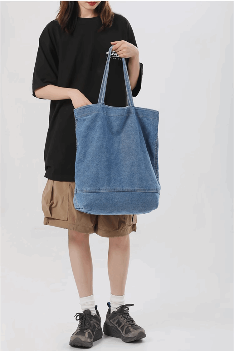 Durable Denim Shopping Bag for Everyday Use and Crafting Needs