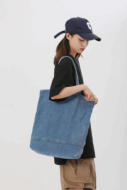 Extra Large Denim Bag Perfect for Shopping, Traveling, and Crafting