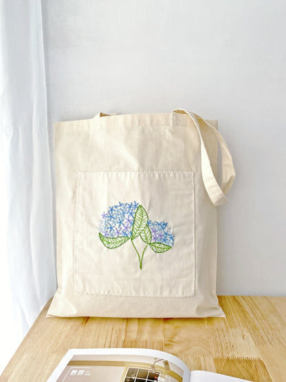 durable oversized cotton tote for women with handmade floral art