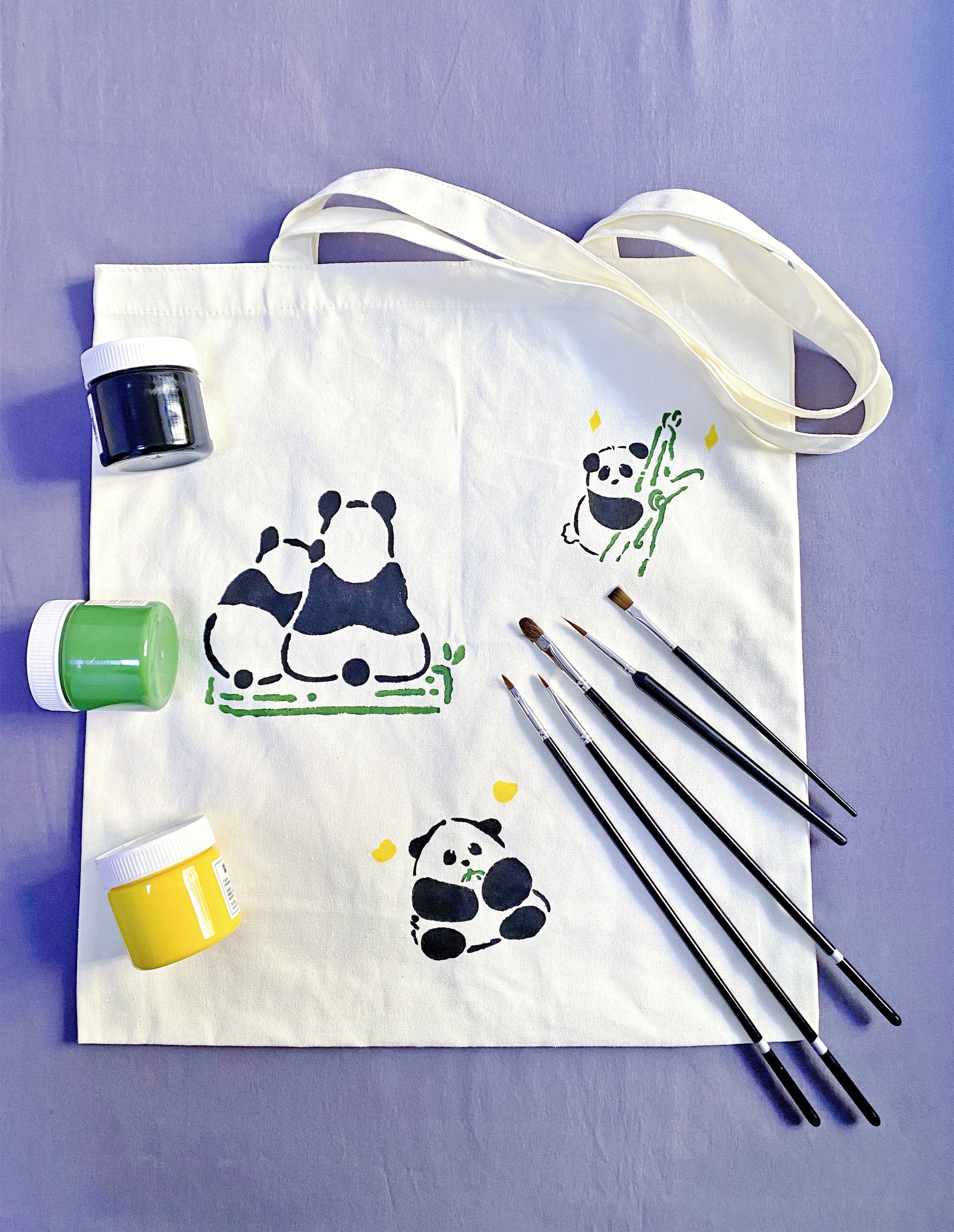 cotton tote DIY panda for sustainable travel and outings