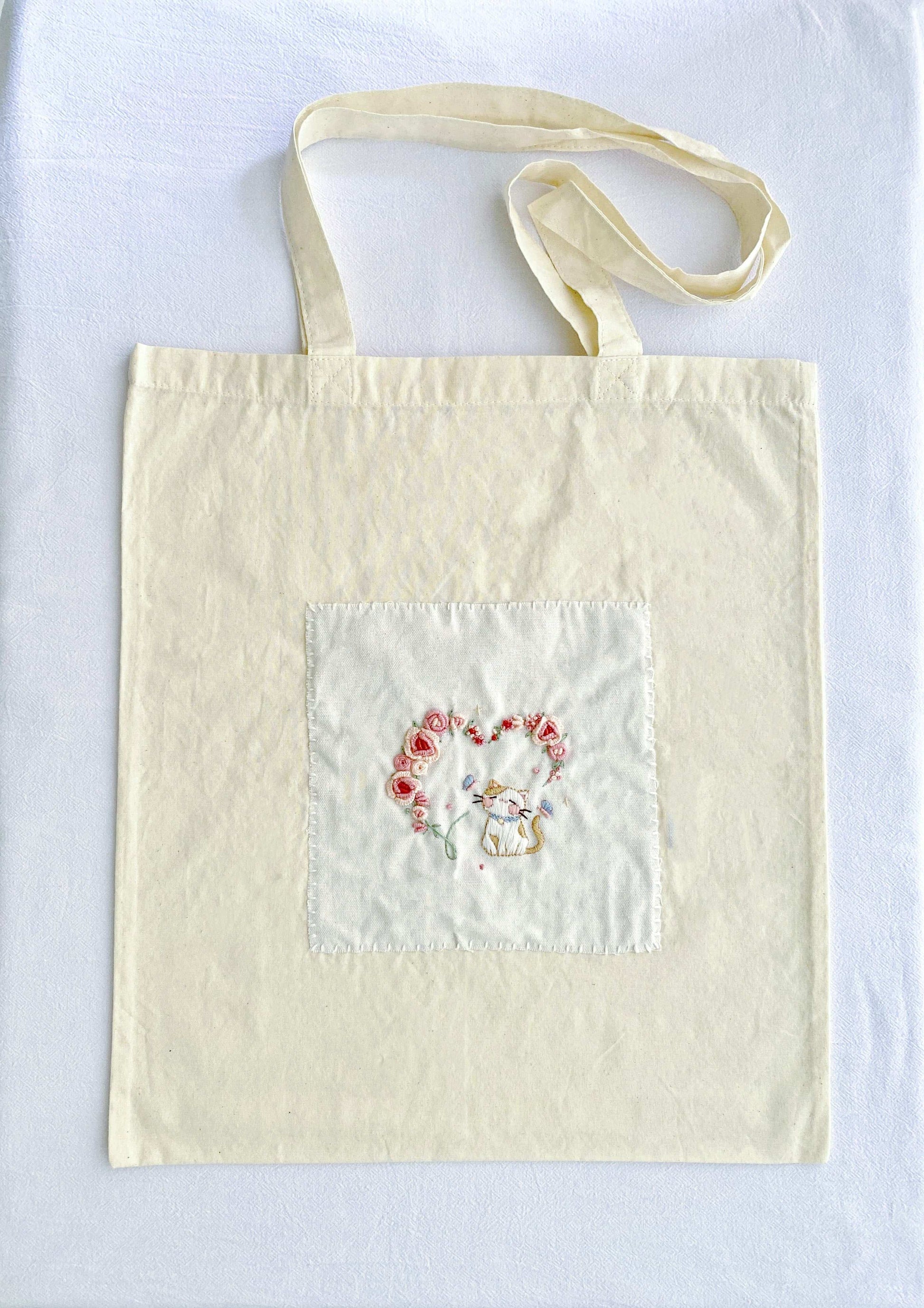 large durable shoulder bag with hand embroidered unique art